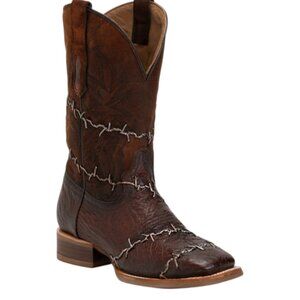 CORRAL BOOTS Men's Made In Mexico Ostrich Leather Wide Embroidered Square Toe Bo